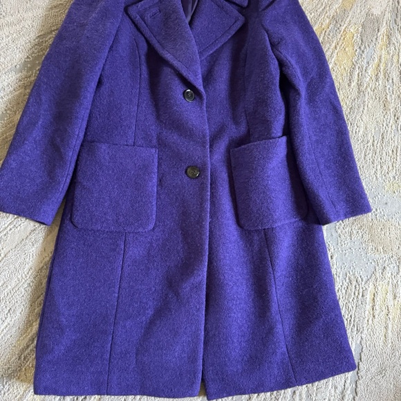 Talbots Purple Italian Wool Blend Long Coat peacoat Classic 8 - Picture 6 of 9